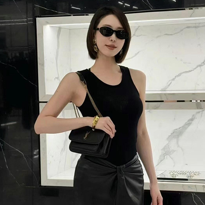 9a+ ysl mini niki grain de poudre lambskin shoulder bag